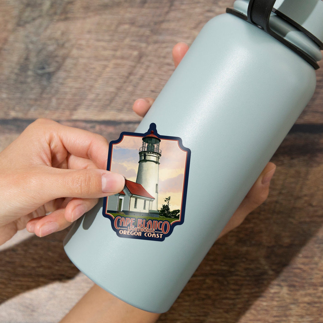 Cape Blanco Lighthouse, Oregon, Oregon Coast, Contour, Vinyl Sticker Sticker Lantern Press
