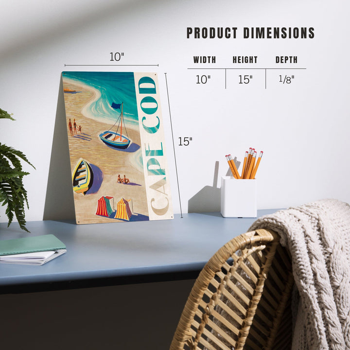 Cape Cod, Massachusetts, Beach Scene, Lantern Press Artwork, Wood Signs and Postcards - Lantern Press