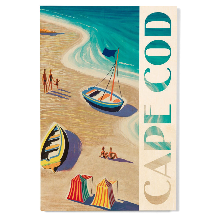 Cape Cod, Massachusetts, Beach Scene, Lantern Press Artwork, Wood Signs and Postcards - Lantern Press
