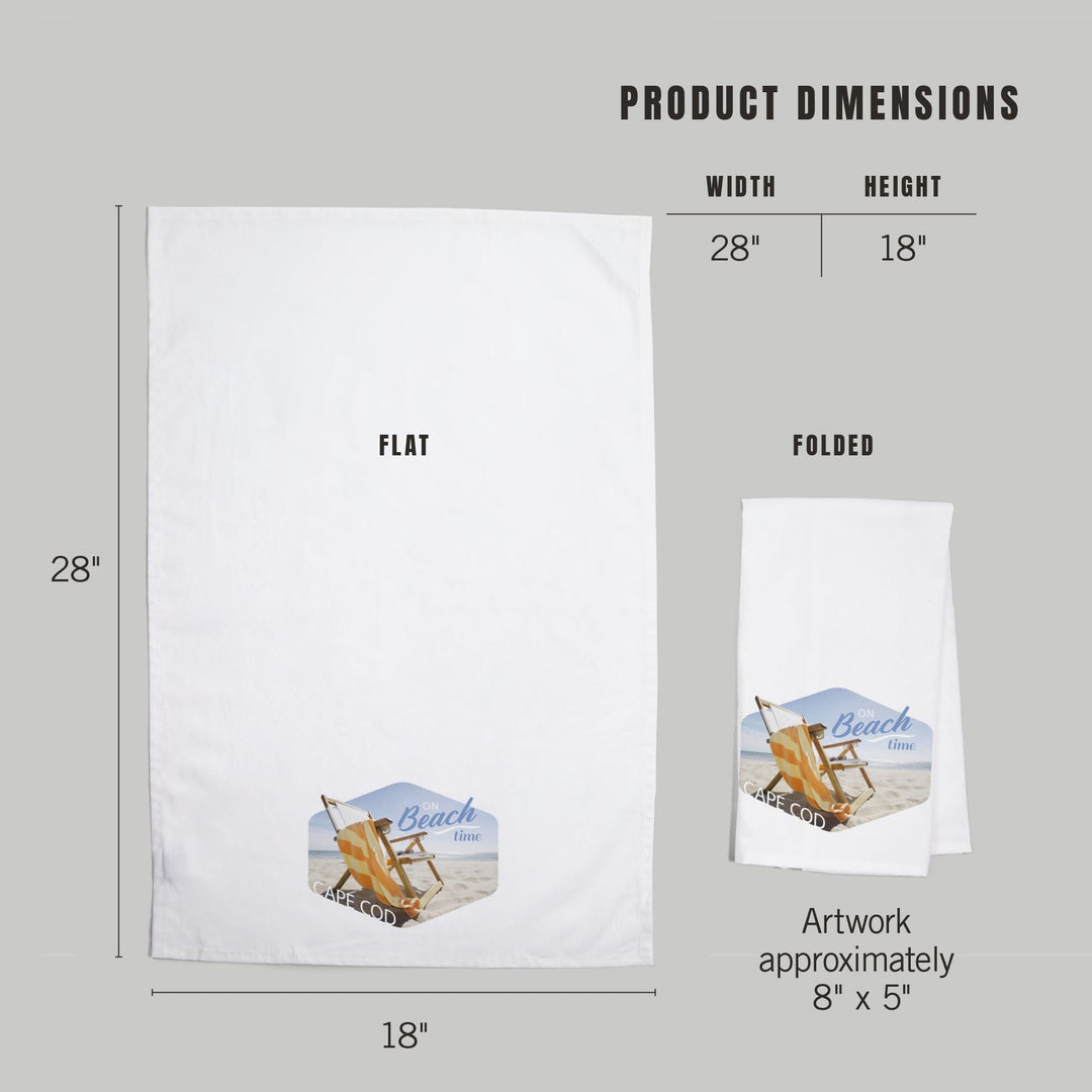 Cape Cod, Massachusetts, Folding Beach Chair, Contour, Organic Cotton Kitchen Tea Towels Kitchen Lantern Press