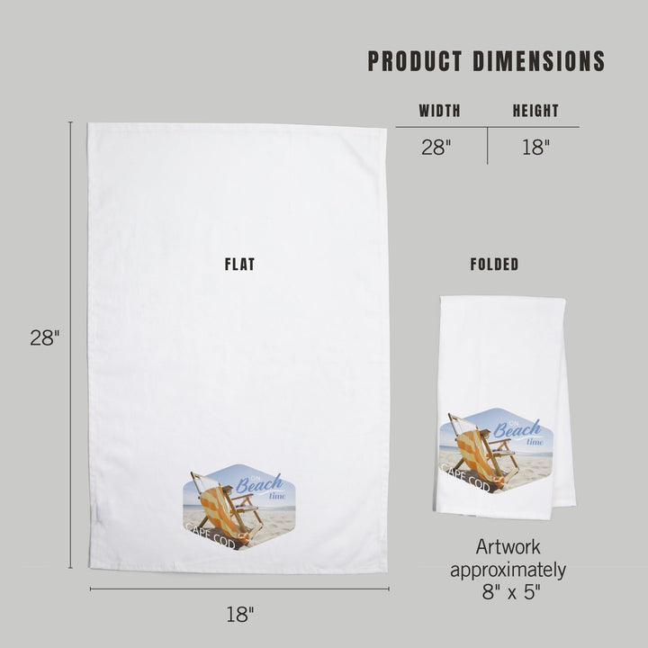Cape Cod, Massachusetts, Folding Beach Chair, Contour, Organic Cotton Kitchen Tea Towels Kitchen Lantern Press