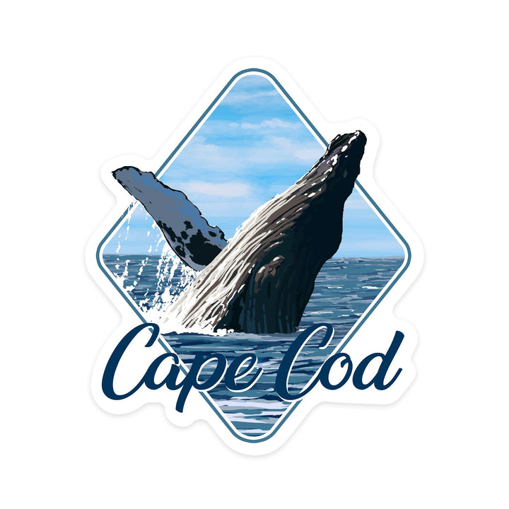 Cape Cod, Massachusetts, Humpback Whale, Contour, Vinyl Sticker Sticker Lantern Press