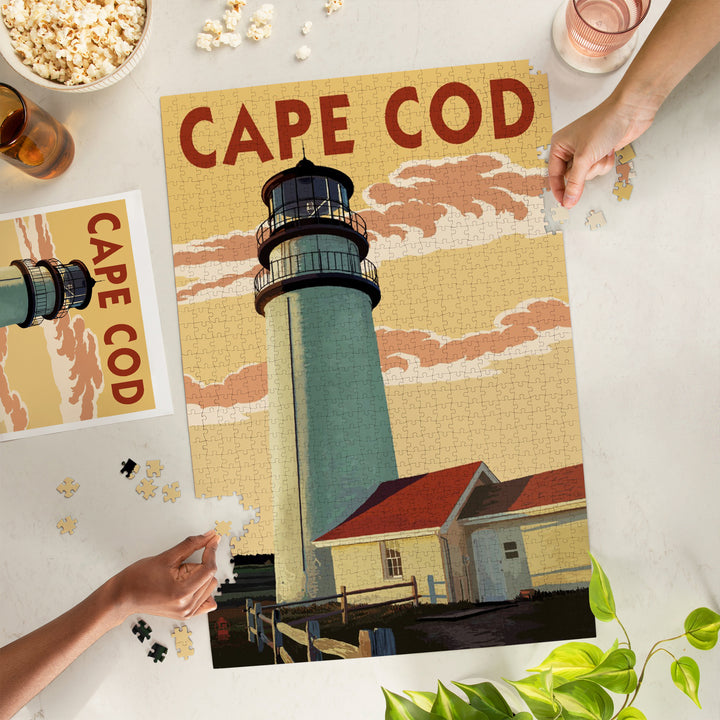 Cape Cod, Massachusetts, Lighthouse, Jigsaw Puzzle Puzzle Lantern Press