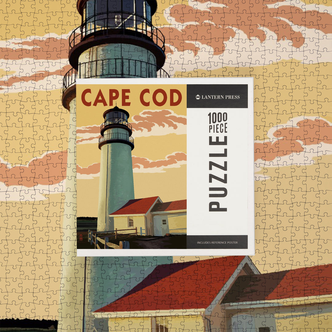 Cape Cod, Massachusetts, Lighthouse, Jigsaw Puzzle Puzzle Lantern Press