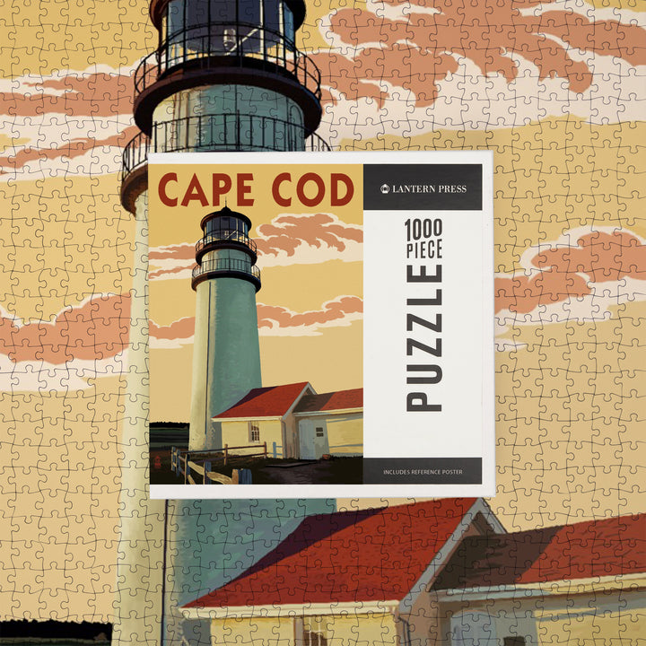 Cape Cod, Massachusetts, Lighthouse, Jigsaw Puzzle Puzzle Lantern Press