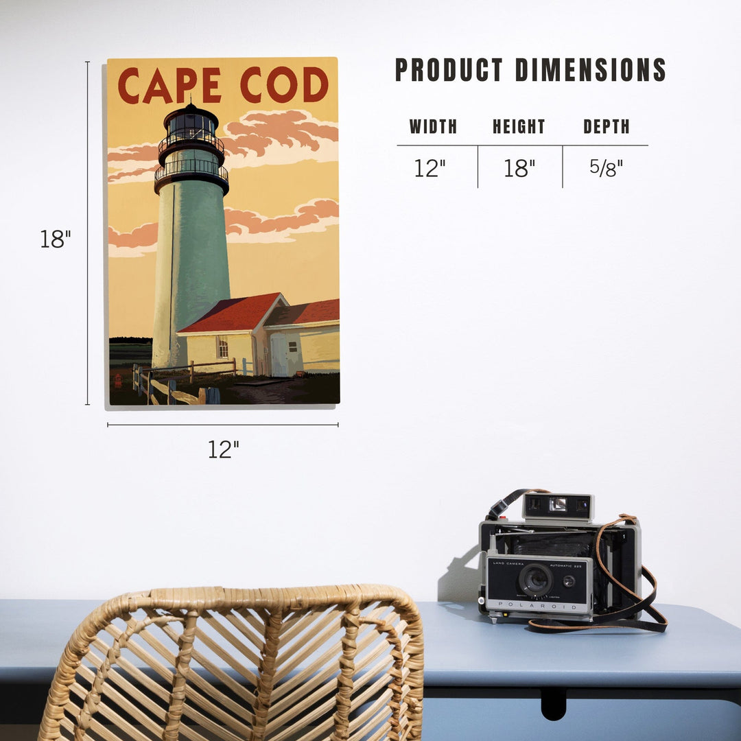 Cape Cod, Massachusetts, Lighthouse, Lantern Press Artwork, Wood Signs and Postcards - Lantern Press
