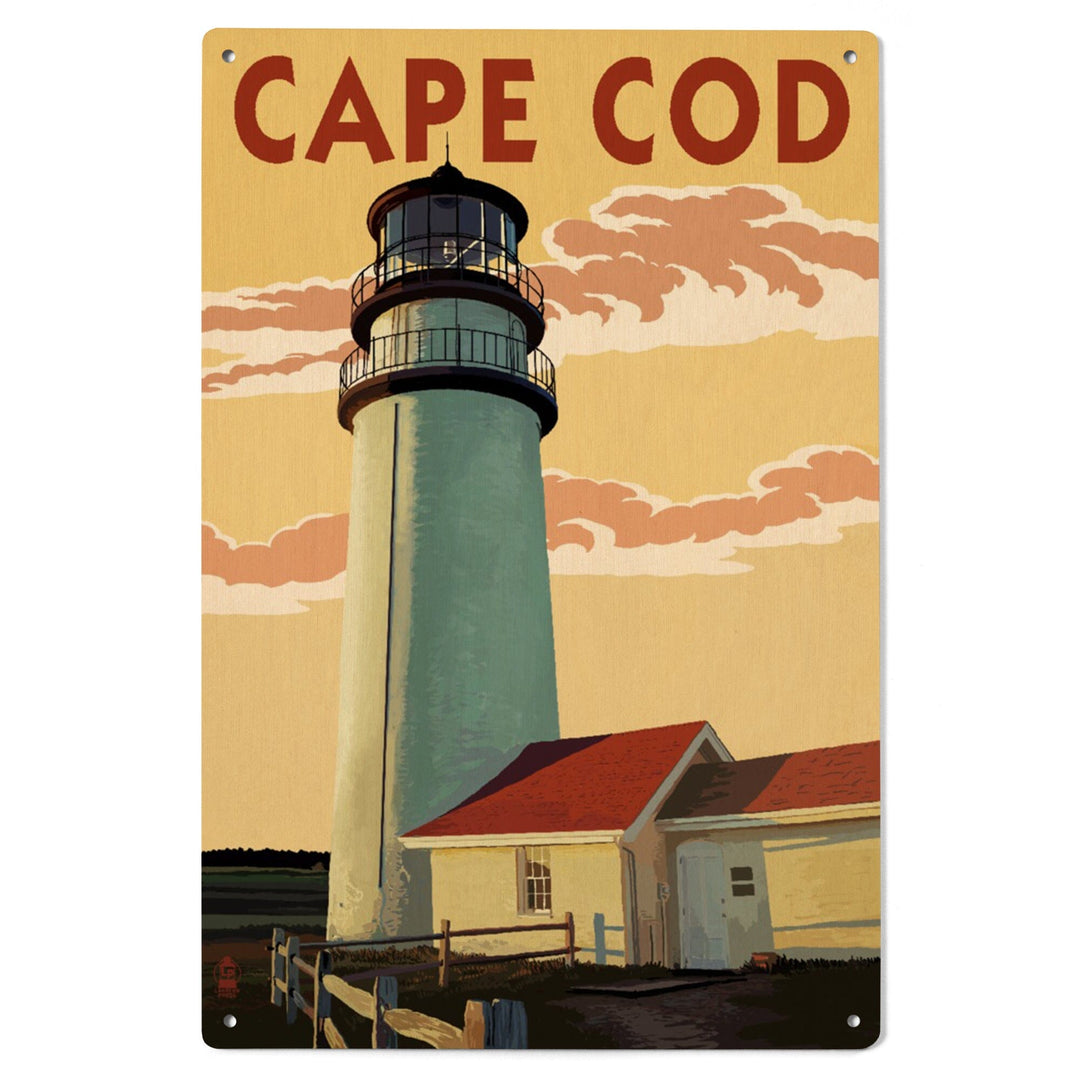 Cape Cod, Massachusetts, Lighthouse, Lantern Press Artwork, Wood Signs and Postcards - Lantern Press