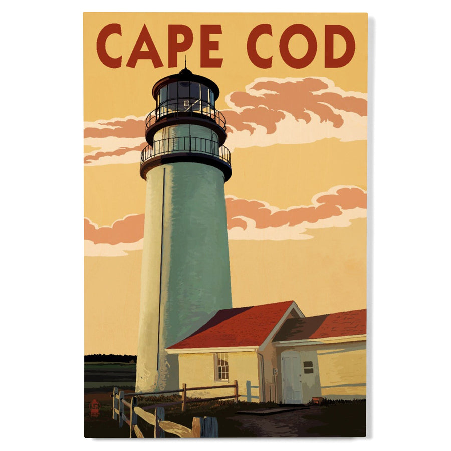 Cape Cod, Massachusetts, Lighthouse, Lantern Press Artwork, Wood Signs and Postcards - Lantern Press