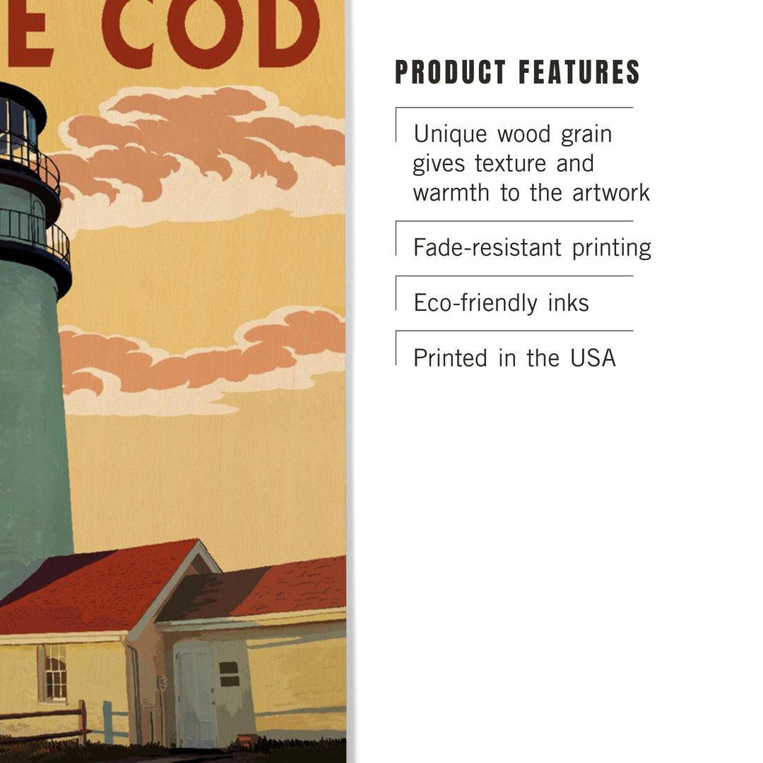 Cape Cod, Massachusetts, Lighthouse, Lantern Press Artwork, Wood Signs and Postcards - Lantern Press