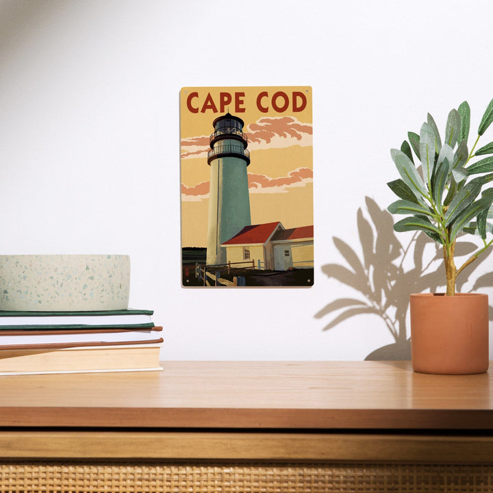 Cape Cod, Massachusetts, Lighthouse, Lantern Press Artwork, Wood Signs and Postcards - Lantern Press