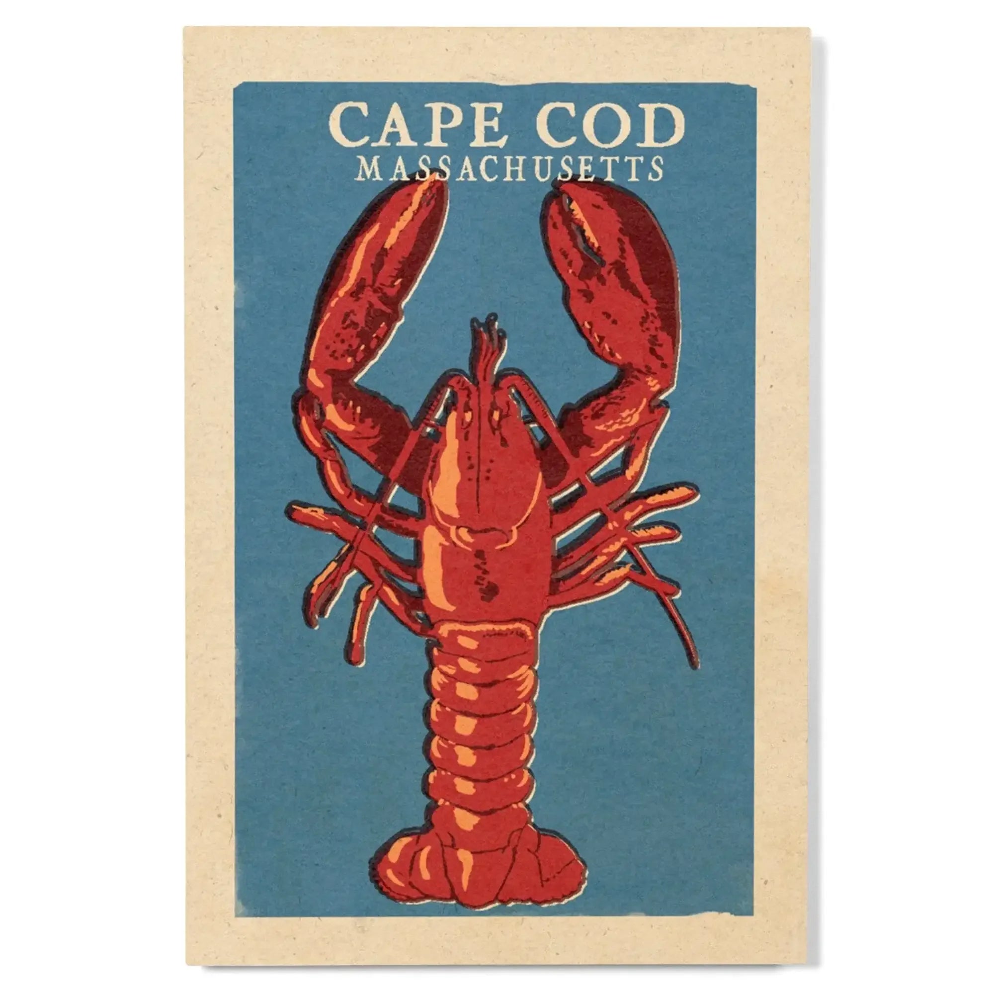 Cape Cod, Massachusetts, Lobster Woodblock, Lantern Press Artwork