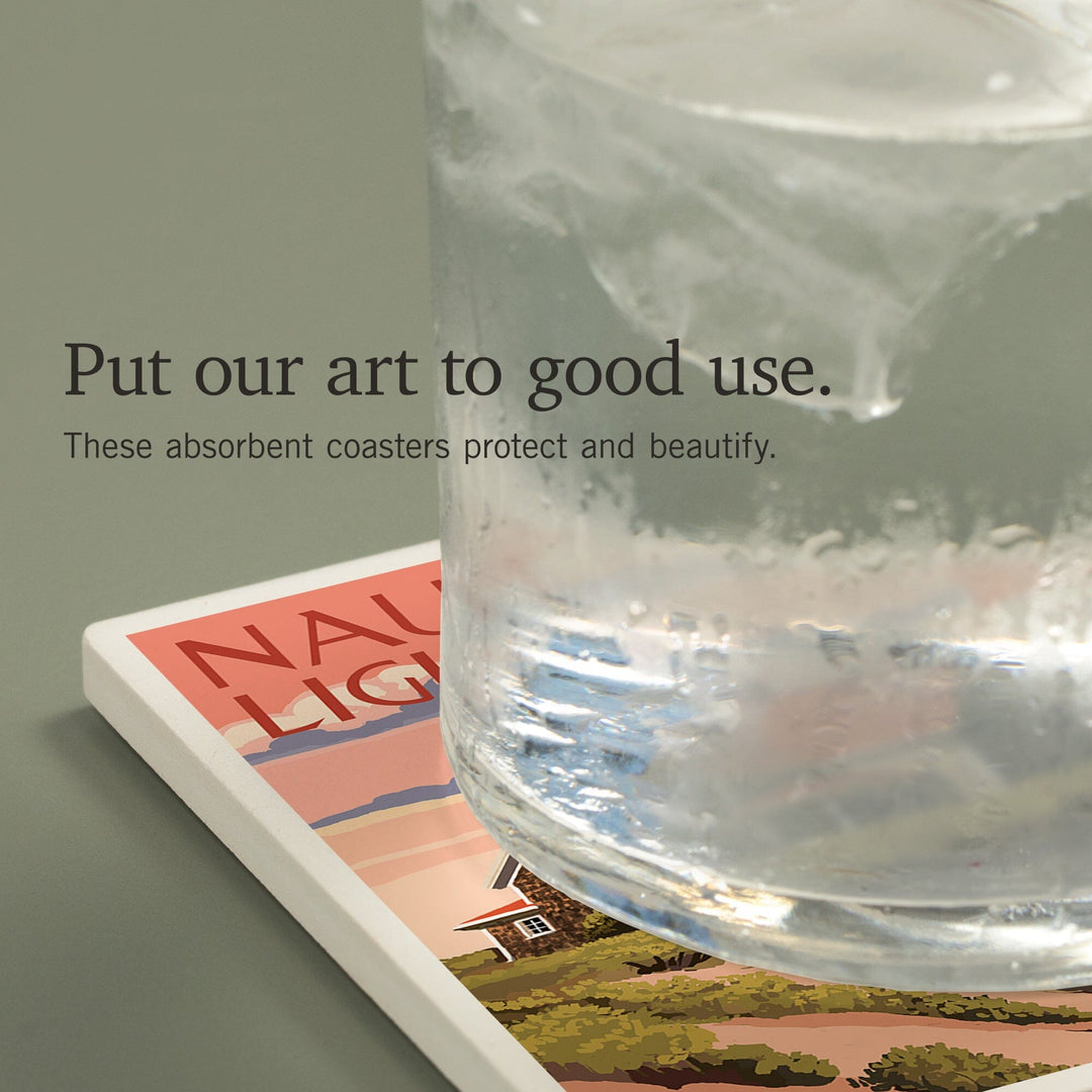 Cape Cod, Massachusetts, Nauset Light and Sunset, Coasters Coasters Lantern Press