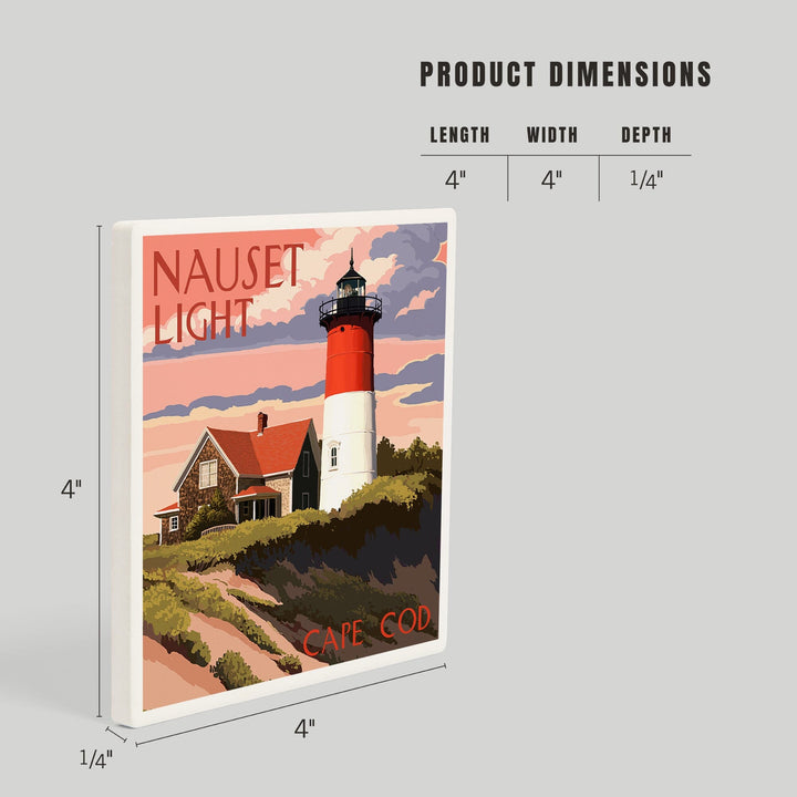 Cape Cod, Massachusetts, Nauset Light and Sunset, Coasters Coasters Lantern Press
