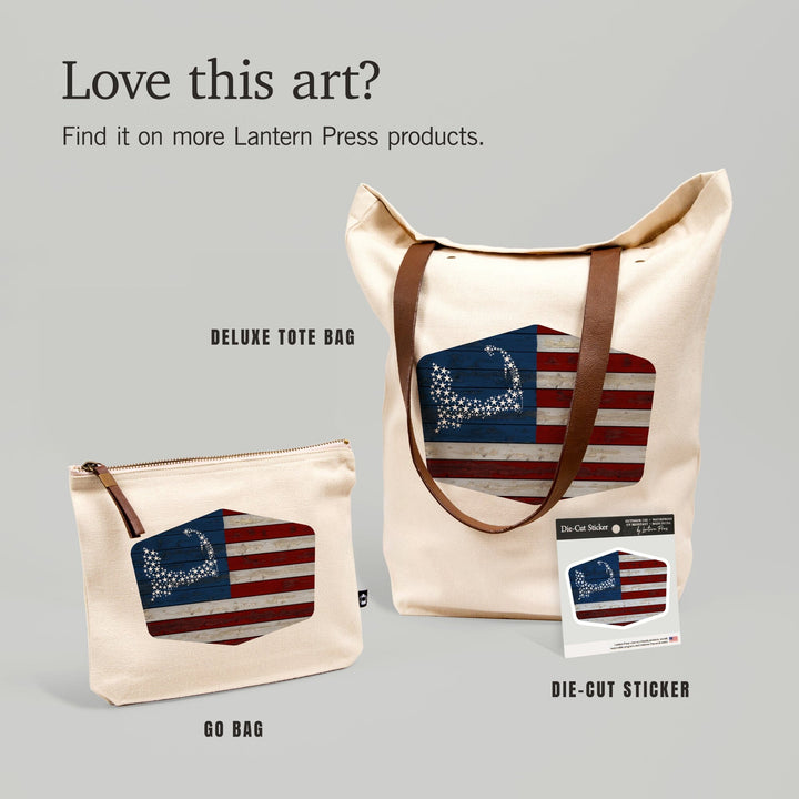 Cape Cod, Massachusetts, Rustic Flag, Contour, Vinyl Sticker Sticker Lantern Press