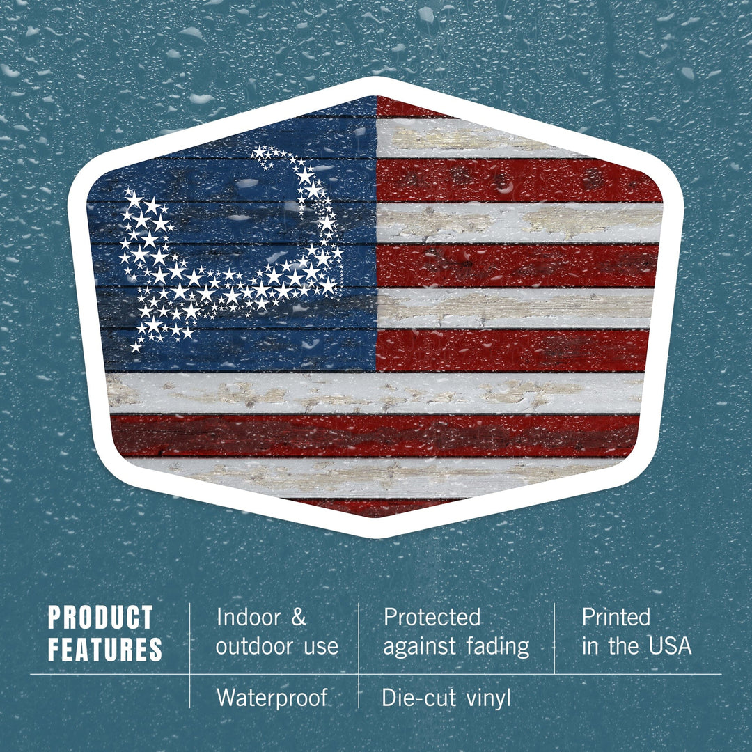 Cape Cod, Massachusetts, Rustic Flag, Contour, Vinyl Sticker Sticker Lantern Press