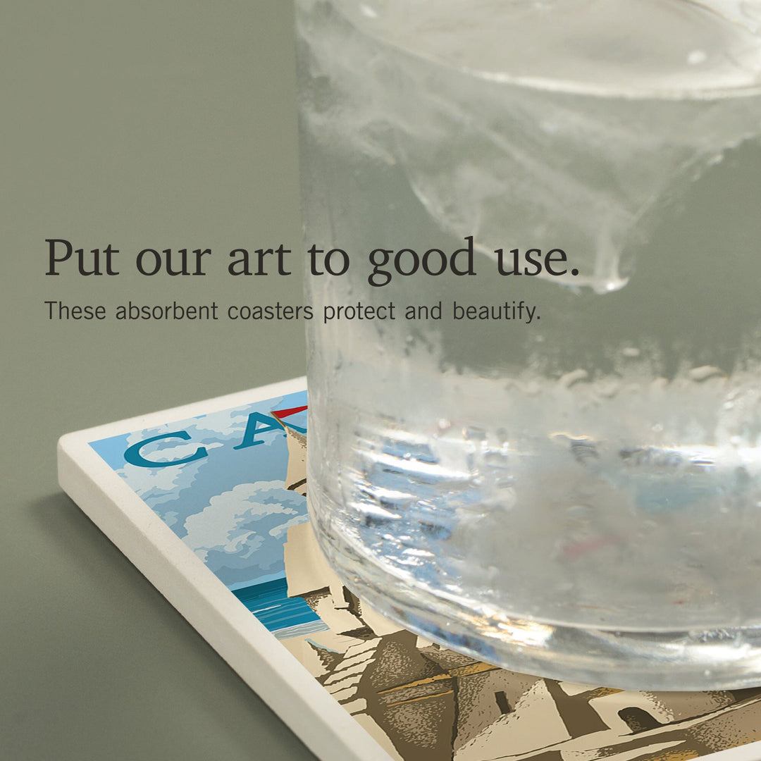 Cape Cod, Massachusetts, Sand Castle, Coasters Coasters Lantern Press