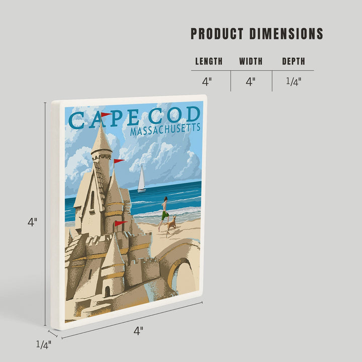 Cape Cod, Massachusetts, Sand Castle, Coasters Coasters Lantern Press