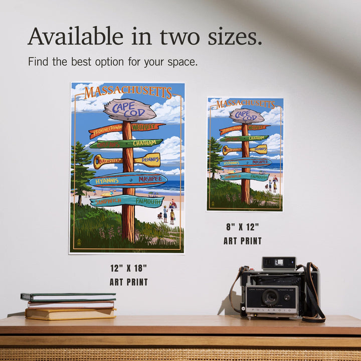 Cape Cod, Massachusetts, Sign Destinations, Art & Giclee Prints - Lantern Press