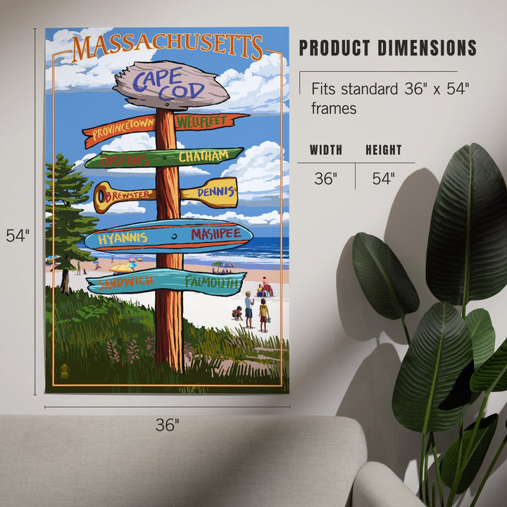 Cape Cod, Massachusetts, Sign Destinations, Art & Giclee Prints - Lantern Press