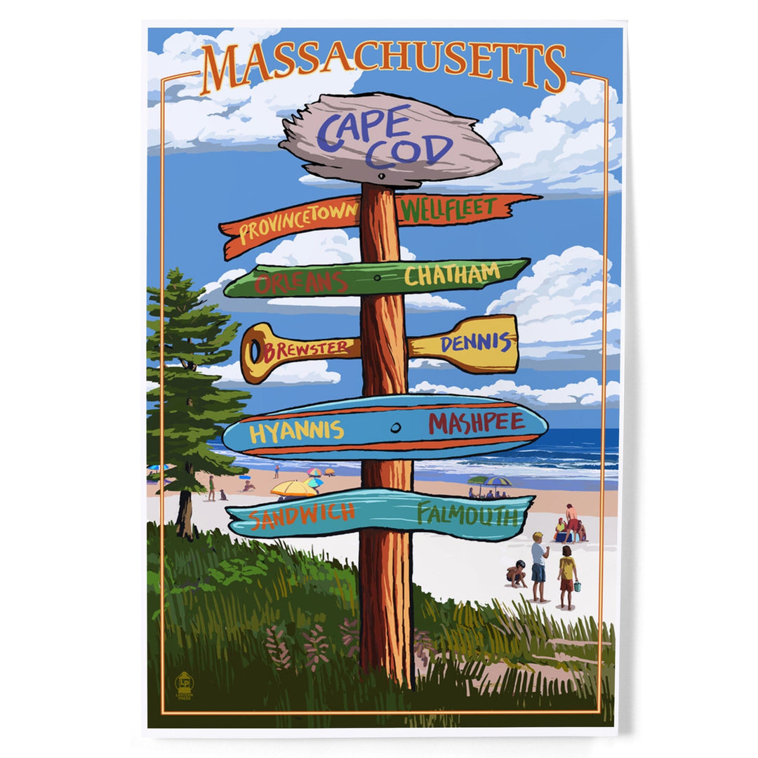 Cape Cod, Massachusetts, Sign Destinations, Art & Giclee Prints - Lantern Press