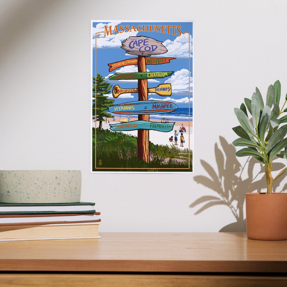 Cape Cod, Massachusetts, Sign Destinations, Art & Giclee Prints - Lantern Press