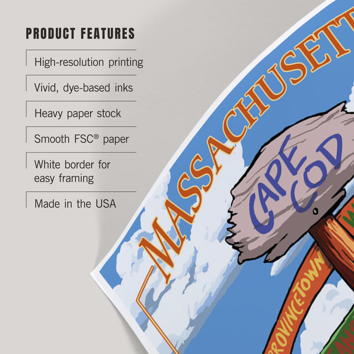 Cape Cod, Massachusetts, Sign Destinations, Art & Giclee Prints - Lantern Press