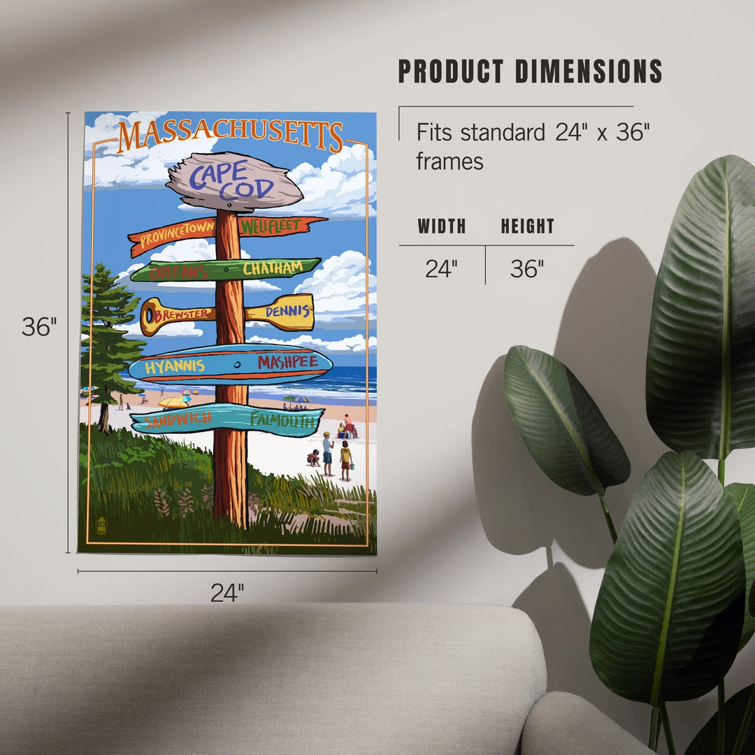 Cape Cod, Massachusetts, Sign Destinations, Art & Giclee Prints - Lantern Press