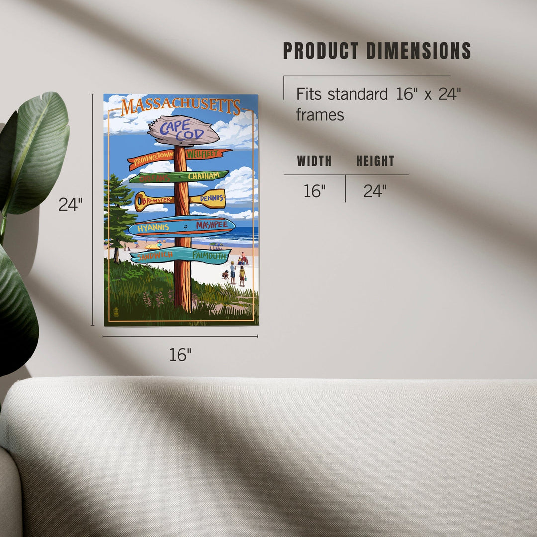 Cape Cod, Massachusetts, Sign Destinations, Art & Giclee Prints - Lantern Press