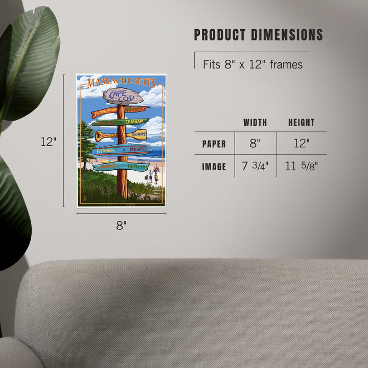 Cape Cod, Massachusetts, Sign Destinations, Art & Giclee Prints - Lantern Press