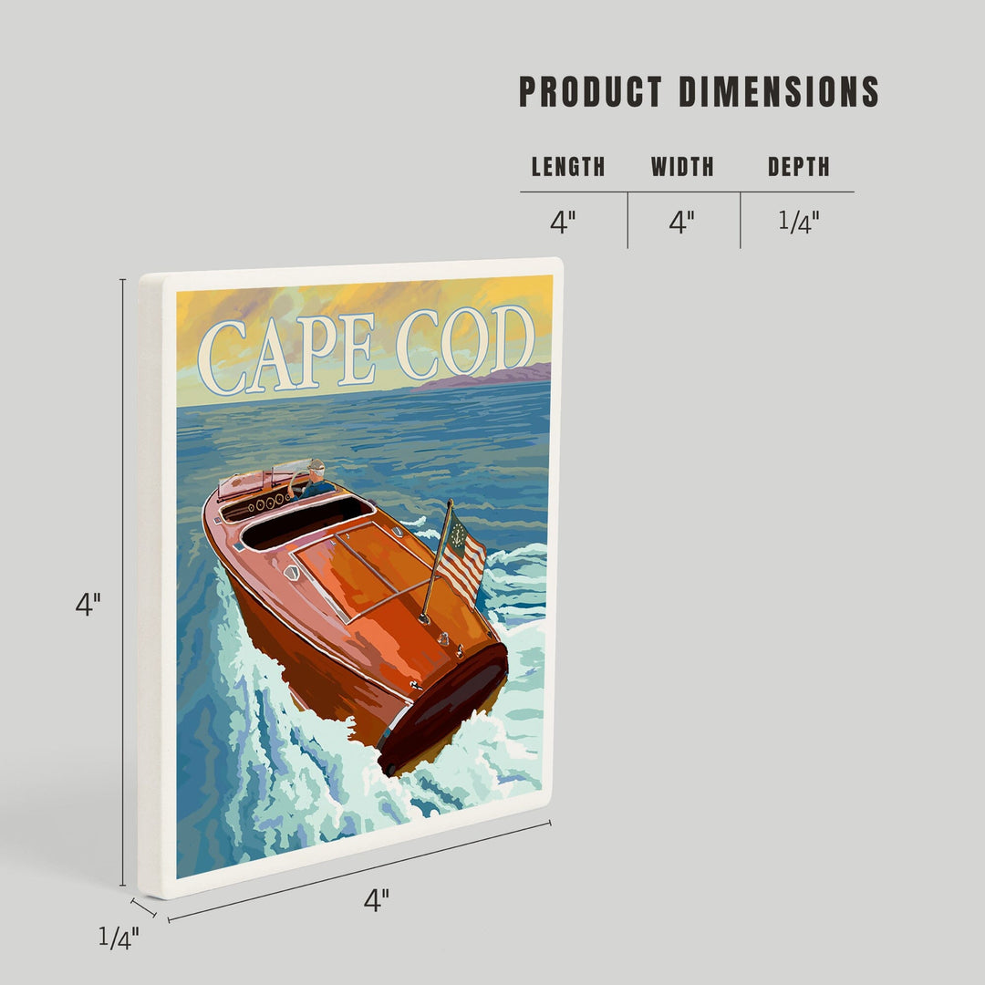 Cape Cod, Massachusetts, Wooden Boat, Coasters Coasters Lantern Press