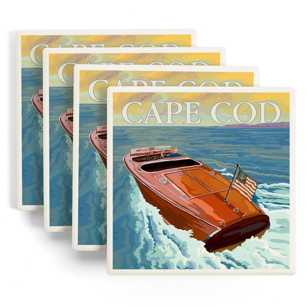 Cape Cod, Massachusetts, Wooden Boat, Coasters Coasters Lantern Press