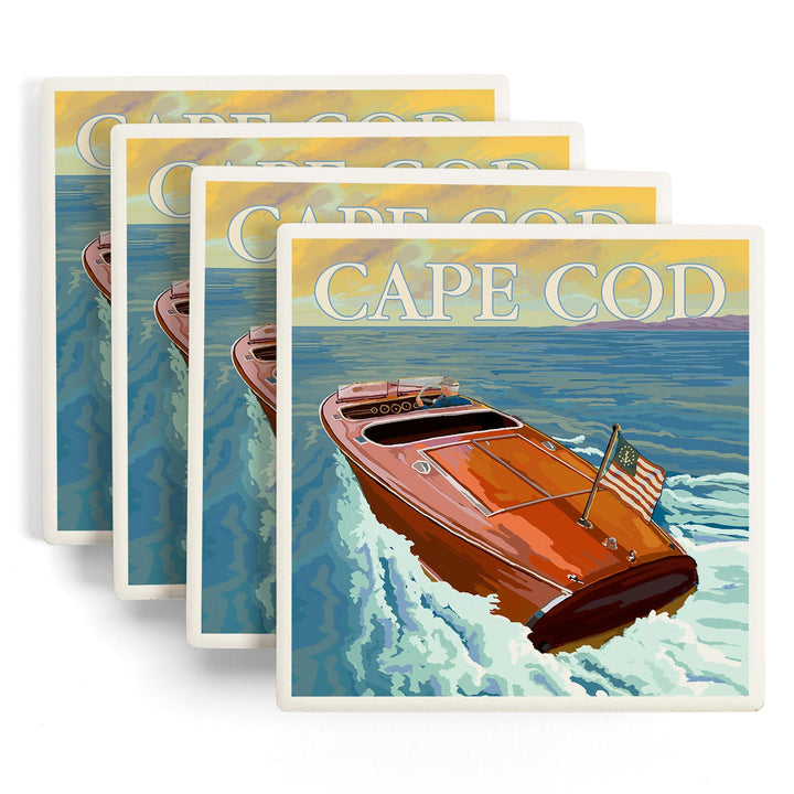 Cape Cod, Massachusetts, Wooden Boat, Coasters Coasters Lantern Press