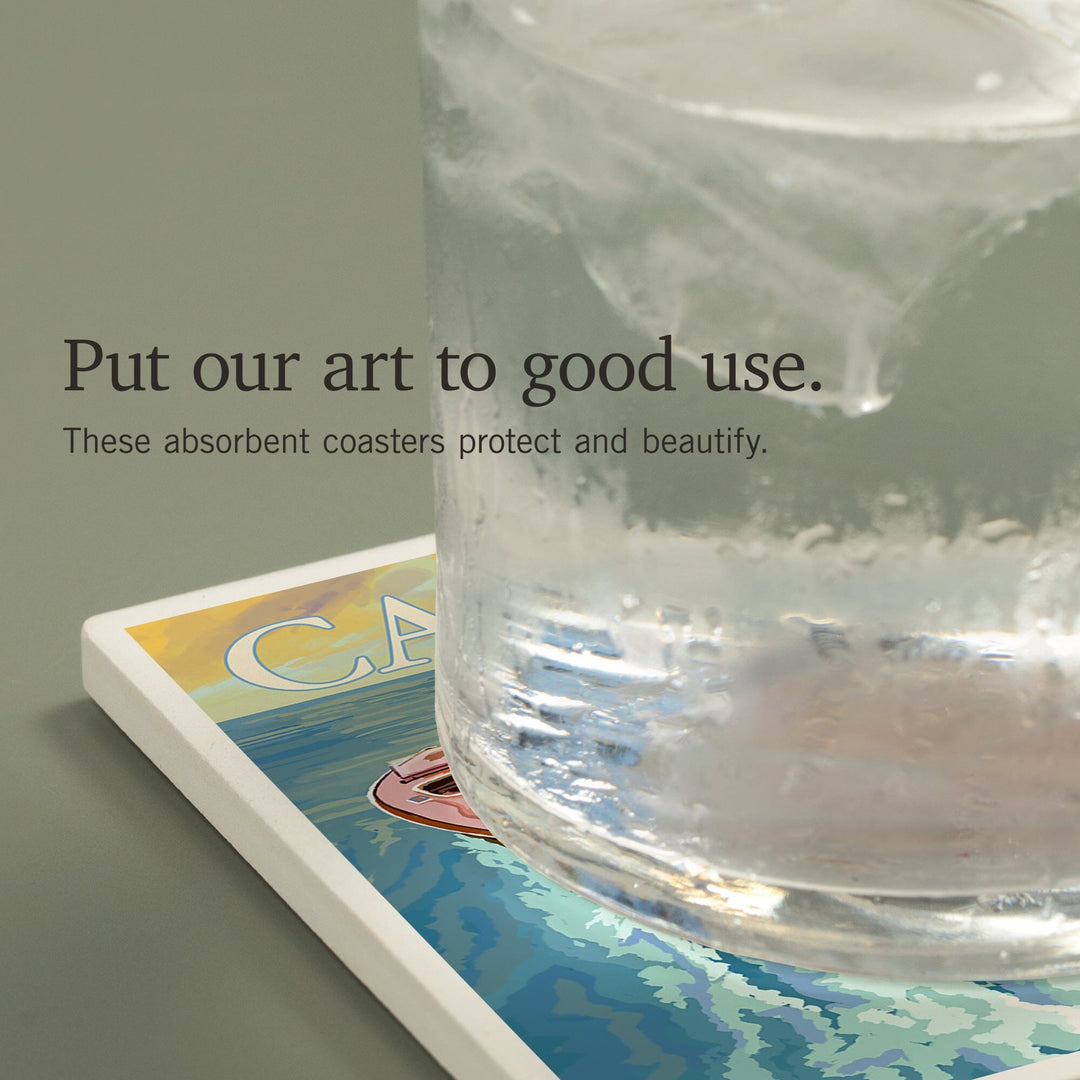 Cape Cod, Massachusetts, Wooden Boat, Coasters Coasters Lantern Press