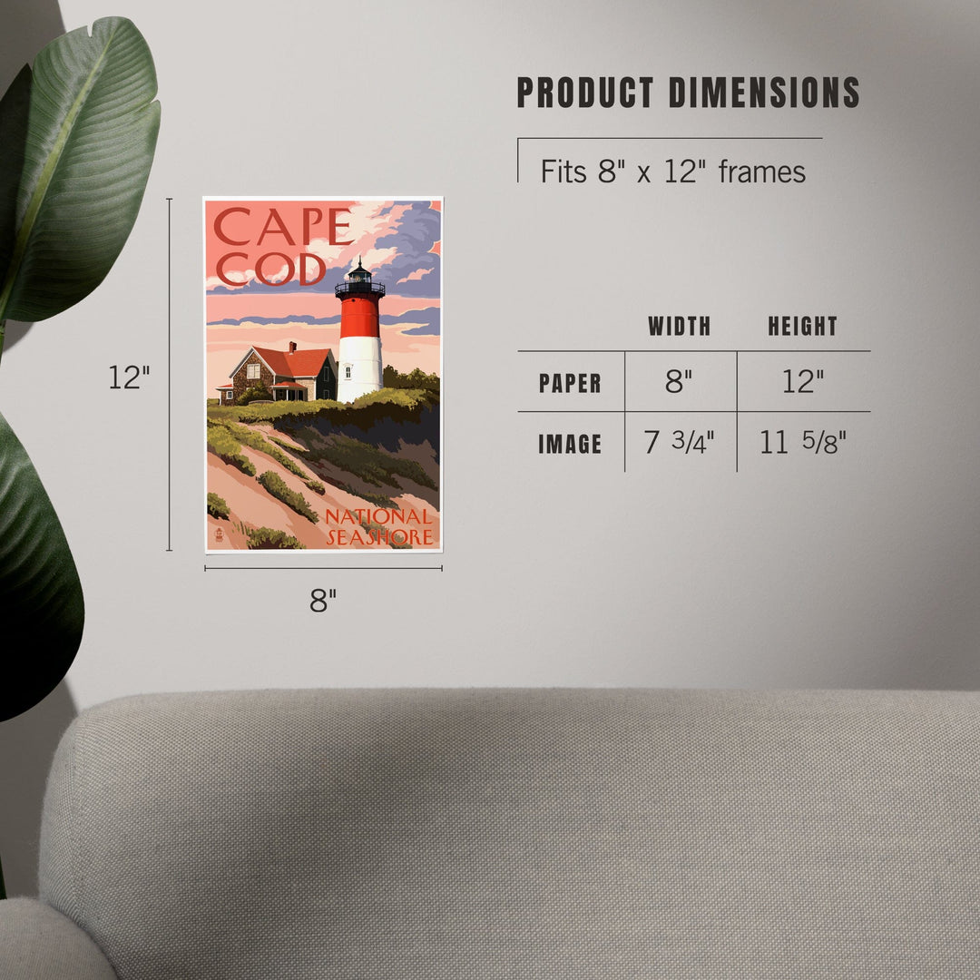 Cape Cod National Seashore, Massachusetts, Nauset Light and Sunset, Art & Giclee Prints - Lantern Press