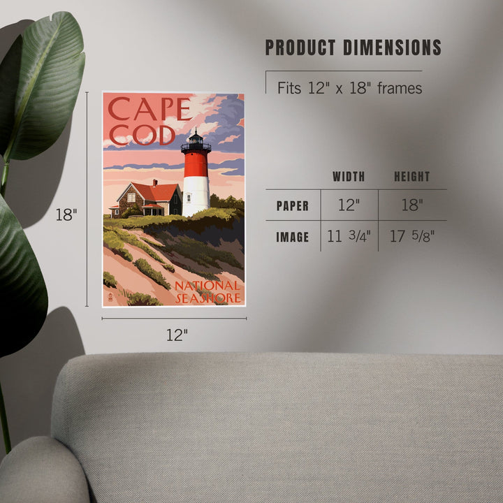 Cape Cod National Seashore, Massachusetts, Nauset Light and Sunset, Art & Giclee Prints - Lantern Press