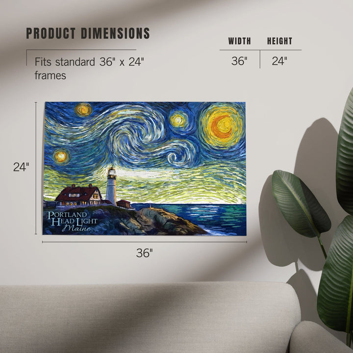 Cape Elizabeth, Maine, Portland Head Lighthouse, Starry Night, Art & Giclee Prints - Lantern Press