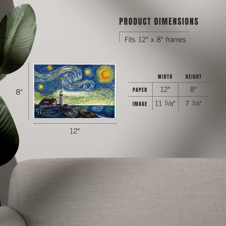 Cape Elizabeth, Maine, Portland Head Lighthouse, Starry Night, Art & Giclee Prints - Lantern Press