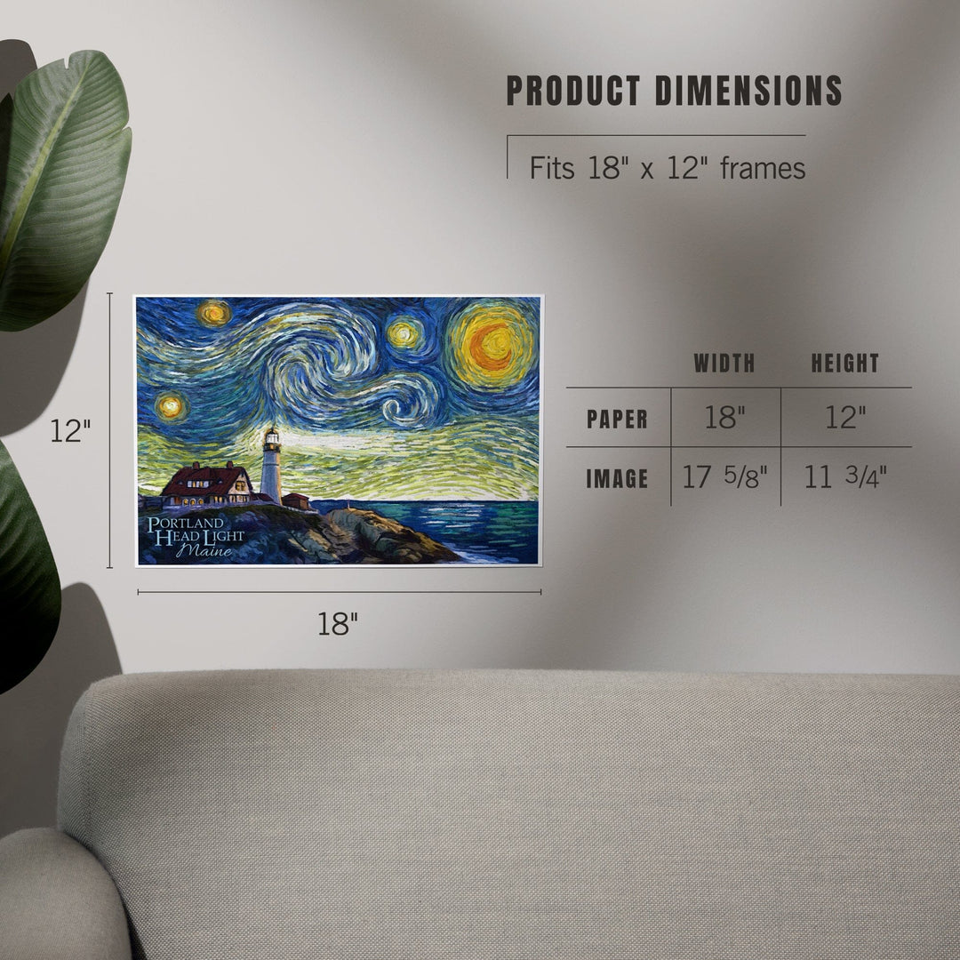 Cape Elizabeth, Maine, Portland Head Lighthouse, Starry Night, Art & Giclee Prints - Lantern Press