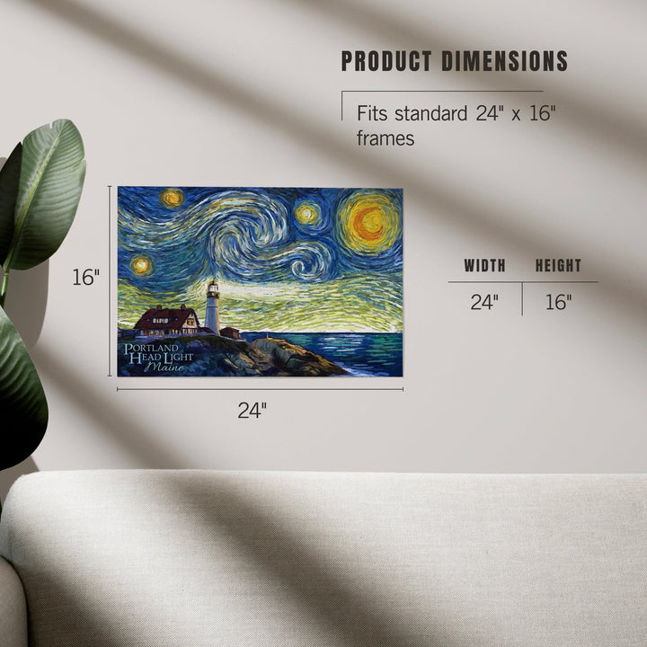 Cape Elizabeth, Maine, Portland Head Lighthouse, Starry Night, Art & Giclee Prints - Lantern Press