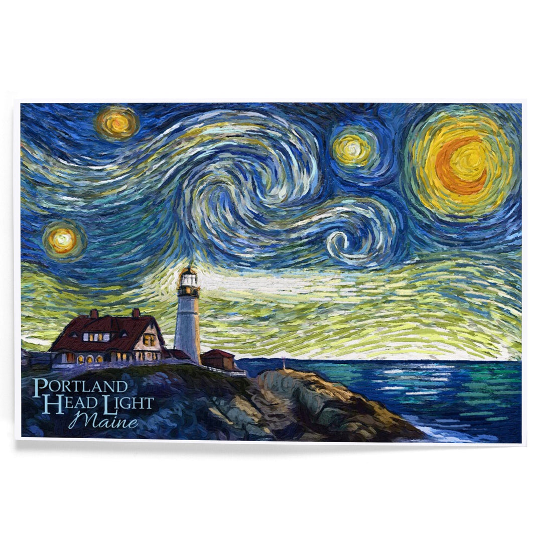 Cape Elizabeth, Maine, Portland Head Lighthouse, Starry Night, Art & Giclee Prints - Lantern Press