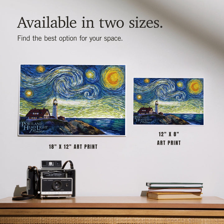 Cape Elizabeth, Maine, Portland Head Lighthouse, Starry Night, Art & Giclee Prints - Lantern Press