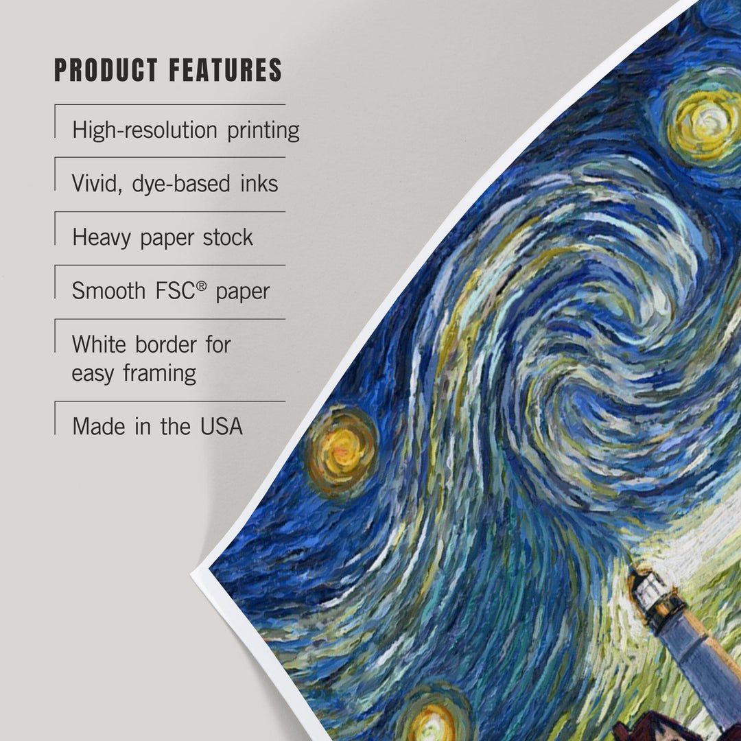 Cape Elizabeth, Maine, Portland Head Lighthouse, Starry Night, Art & Giclee Prints - Lantern Press