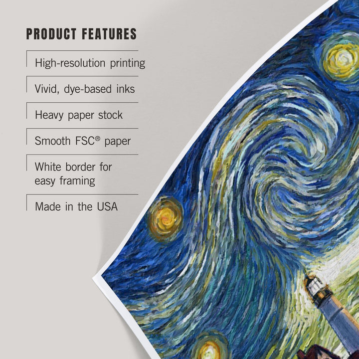 Cape Elizabeth, Maine, Portland Head Lighthouse, Starry Night, Art & Giclee Prints - Lantern Press