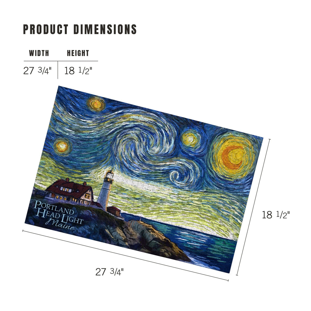 Cape Elizabeth, Maine, Portland Head Lighthouse, Starry Night, Jigsaw Puzzle Puzzle Lantern Press
