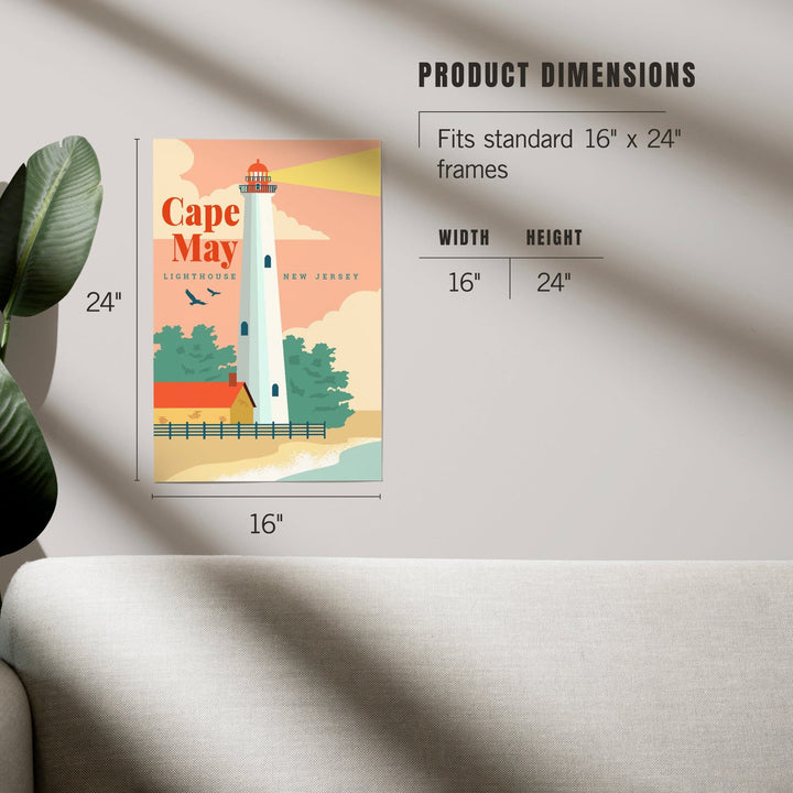 Cape May, New Jersey, Lighthouse Scene, Vector, Art & Giclee Prints - Lantern Press