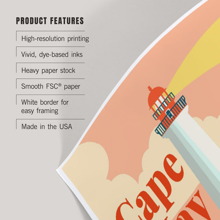 Cape May, New Jersey, Lighthouse Scene, Vector, Art & Giclee Prints - Lantern Press