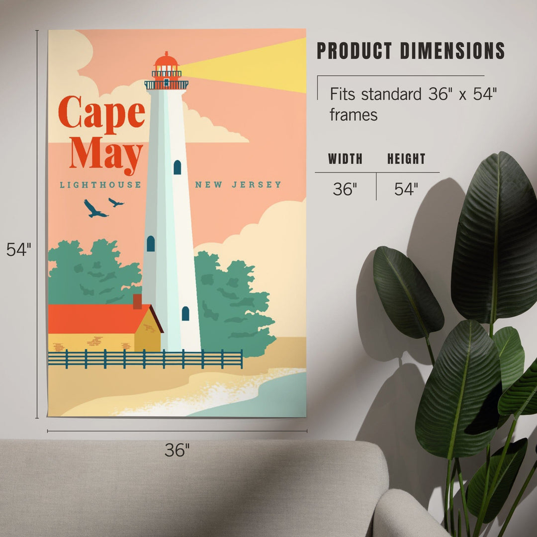 Cape May, New Jersey, Lighthouse Scene, Vector, Art & Giclee Prints - Lantern Press