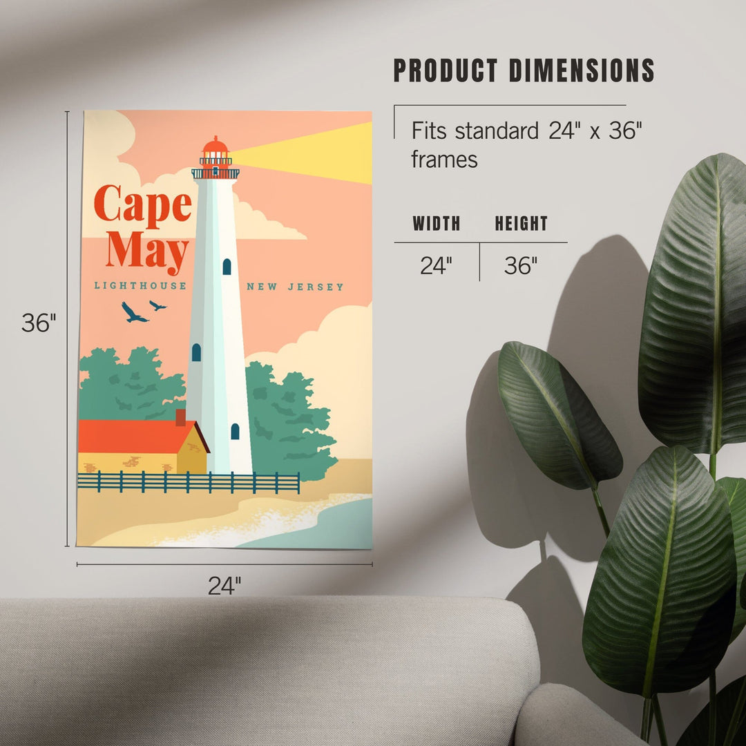 Cape May, New Jersey, Lighthouse Scene, Vector, Art & Giclee Prints - Lantern Press