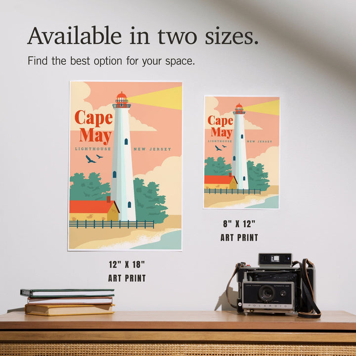 Cape May, New Jersey, Lighthouse Scene, Vector, Art & Giclee Prints - Lantern Press