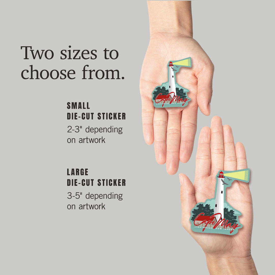 Cape May, New Jersey, Lighthouse, Vector Style, Contour, Lantern Press Artwork, Vinyl Sticker - Lantern Press